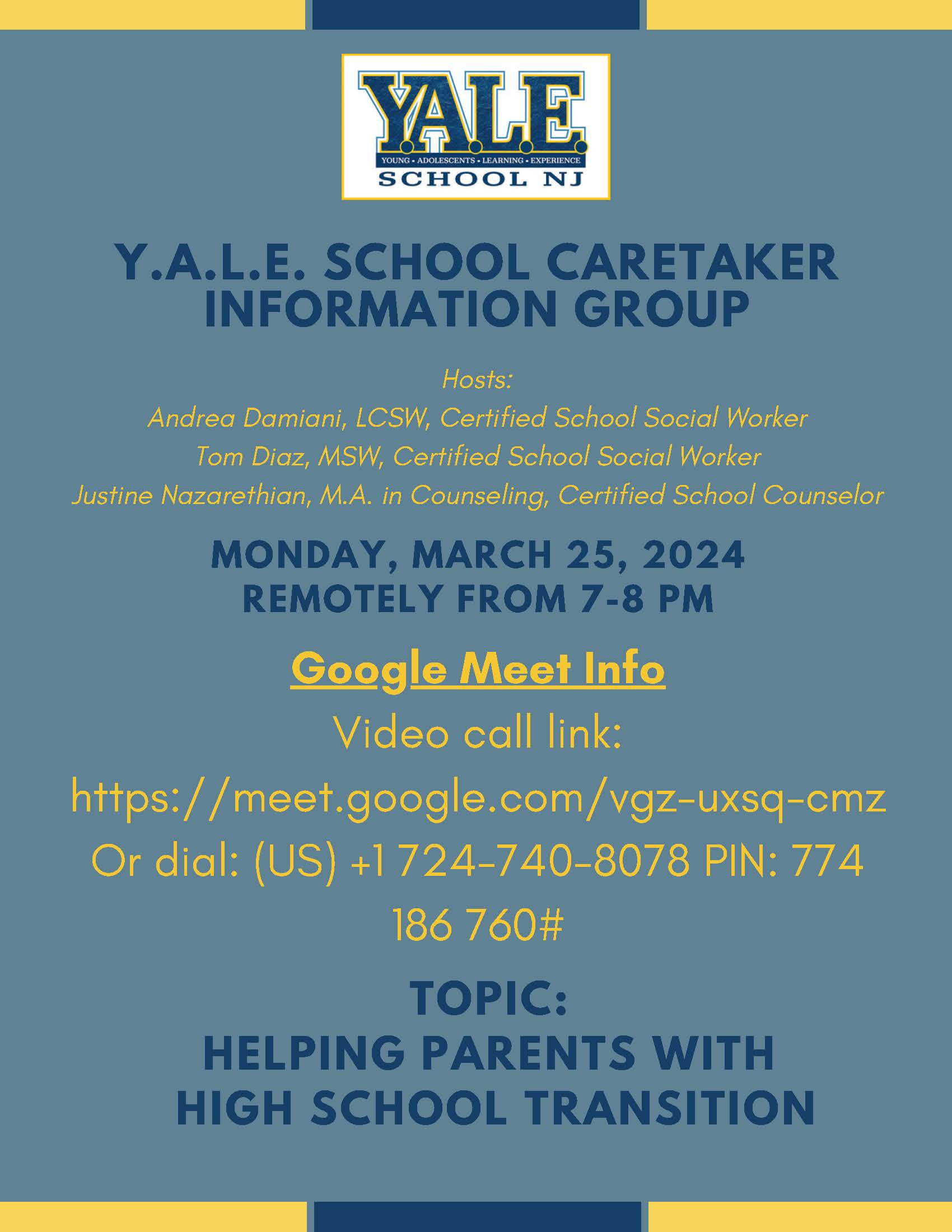 Caretaker Information Group | Y.A.L.E. School NJ